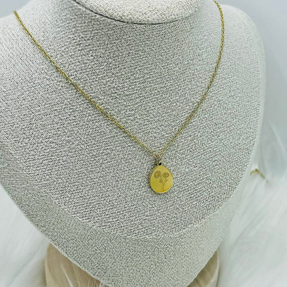 Dalia Water Drop Flower Print Pendant Necklace - Picture 4 of 5